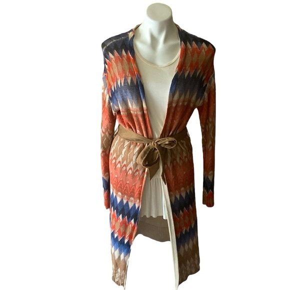 Chico’s Women’s Rustic Boho Long Cotton Blend Cardigan Sweater Size 8 - Picture 1 of 7